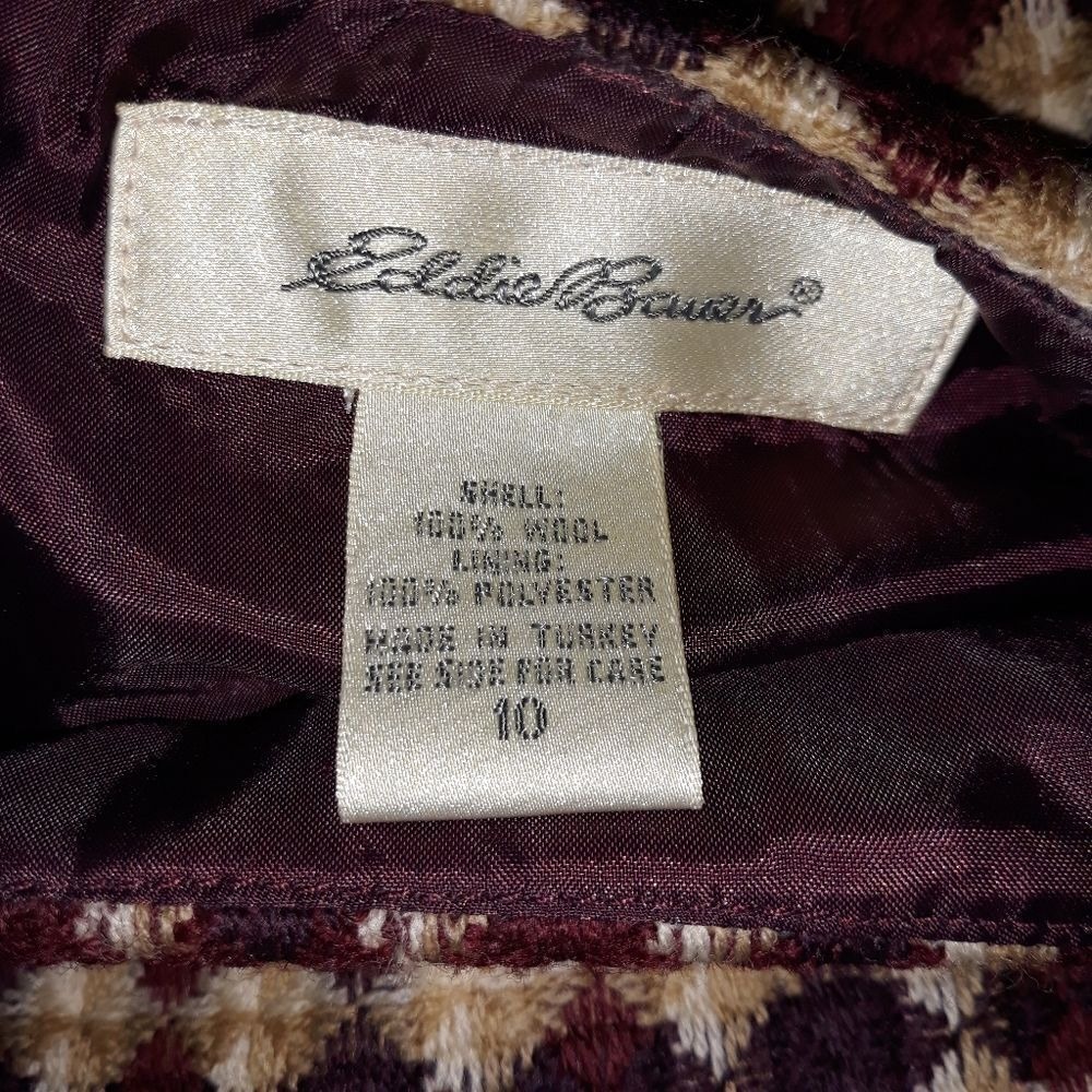 Vtg 80's Eddie Bauer Wool‎ Plaid Pencil Skirt Sz M Maroon Check Academia Grunge - Picture 3 of 10